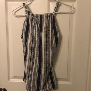 Blue and white tankini top